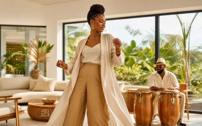 Brightly lit Afro-Caribbean music scene representing Deep Kompa Zouk 2026 | The Best of Slow Dancing Love Songs