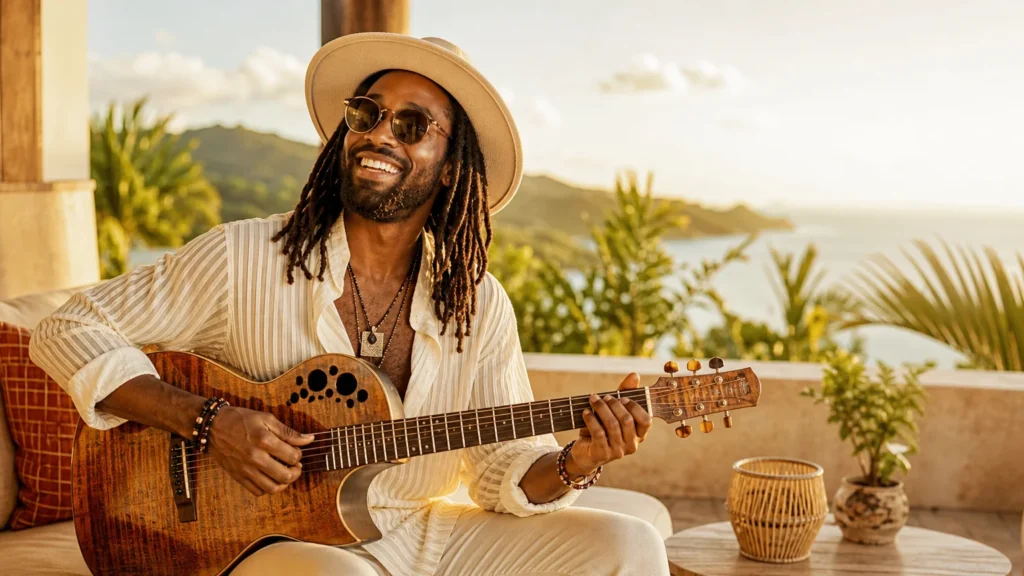 Brightly lit Afro-Caribbean music scene representing Zouk Music Mix Konpa Vibes | Slow Dance Caribbean Playlist