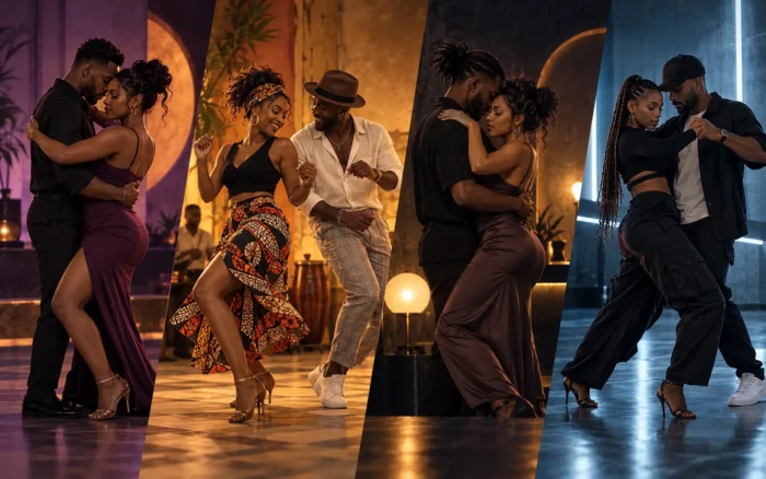 Baila Kizomba 2026 romantic Cape Verde dance couple performing Kizomba beside a moonlit Atlantic coastline.