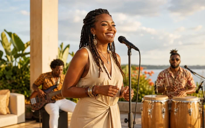 Brightly lit Afro-Caribbean music scene representing Kizomba Kompa Zouk Mix 2026: A Romantic Caribbean Compilation